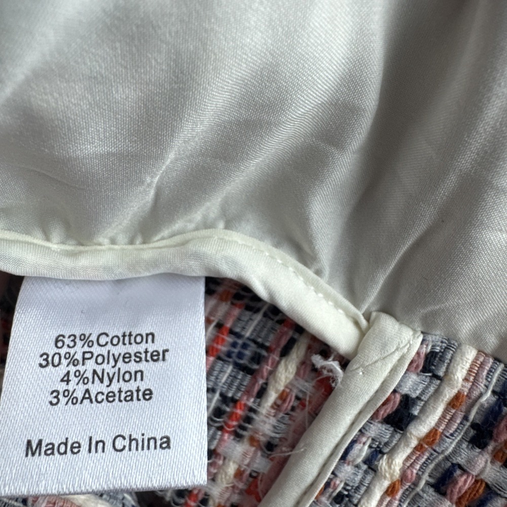 Tuckernuck Tweed Jacket Women's Large Multi Ellsworth Fringe Trim Front‎ Pockets - Picture 10 of 14